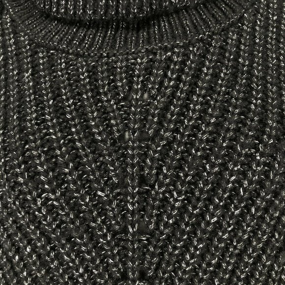 Time & Tru Womens Cowl Neck Sweater Black Heathered Longline Relaxed Fit Casual - Picture 3 of 12